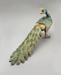 Incensario en forma de pavo real de cloisonné