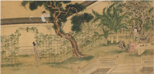 Escena de la obra Romance de la Cámara Oeste, de Wang Shifu, siglo XVI