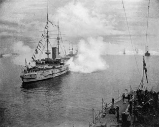 Un saludo de la Home Fleet, 1907 1908