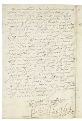 Carta en francés de Isabel I de Inglaterra a Enrique IV de Francia, c.1596
