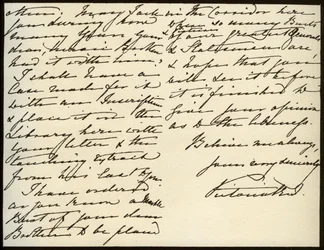 Carta de la Reina Victoria a Mary Augusta Gordon, Castillo de Windsor, 16 de marzo de 1885
