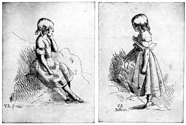 Dos grabados de la reina Victoria, 1840