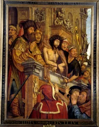 Ecce Homo. Poncio Pilato presentando a Cristo a la multitud de judíos. Pintura de Quentin Metsys (1466-1530) (ec.flam.) Siglo XVI Madrid, Museo del Prado