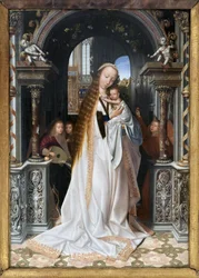 La Virgen y el Niño rodeados de ángeles, pintura de Quentin Metsys (1466-1530), Fotografía, KIM Youngtae, Lyon, Musee des Beaux Arts de Lyon.