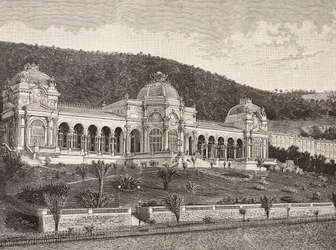 Casino en Ospedaletti, Italia, grabado de un dibujo de Quinto Cenni, de L