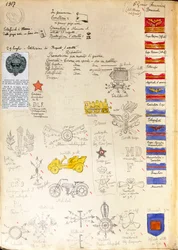 Condecoraciones e insignias de uniformes de la Marina, lámina en color por Quinto Cenni