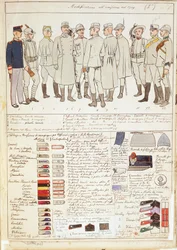 Variaciones de uniformes del Reino de Italia, placa en color por Quinto Cenni