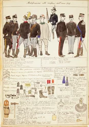 Variaciones de uniformes del Reino de Italia, placa en color de Quinto Cenni