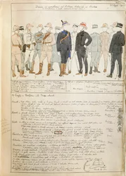 Uniformes del Cuerpo Real de Tropas Coloniales del Reino de Italia en Eritrea, lámina en color por Quinto Cenni