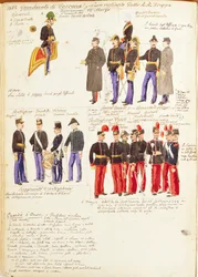 Uniformes de las Tropas Reales del Gran Ducado de Toscana por Quinto Cenni, lámina en color