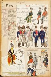 Varios uniformes, por Quinto Cenni, placa en color, circa 1815