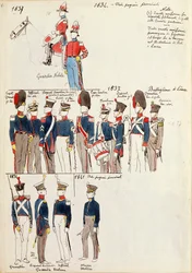 Varios uniformes, circa 1834-1841