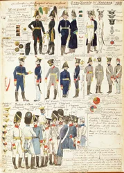 Varios uniformes del Gran Ducado de Toscana