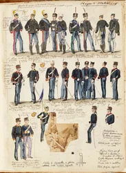Varios uniformes del Reino de Italia por Quinto Cenni, placa en color