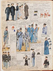 Varios uniformes del Reino de Italia por Quinto Cenni, placa en color