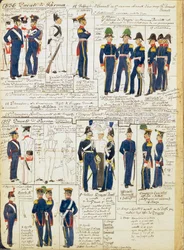 Varios uniformes del Ducado de Parma