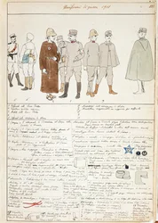 Uniformes de guerra del Reino de Italia, lámina en color de Quinto Cenni