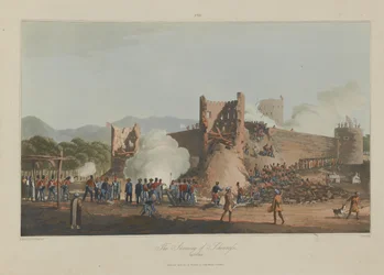 El asalto a Schinaass, 3 de enero de 1810, grabado por I. Clark