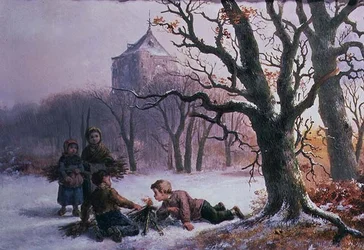 Niños jugando en la nieve