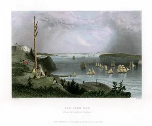 Bahía de Nueva York vista desde la Estación de Telégrafos, EE.UU., 1838