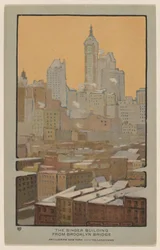 El Edificio Singer desde el Puente de Brooklyn