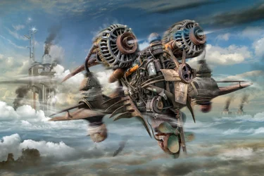 Máquina voladora steampunk