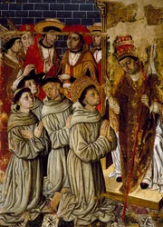 Ciclo de los milagros, detalle del Retablo de San Bernardino, obra de Joan Figuera y Tomás Rafael (activos en la segunda mitad del siglo XVI), temple sobre tabla, 399x253 cm. Detalle.