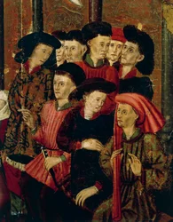 Predicación, detalle del Retablo de San Bernardino, obra de Joan Figuera y Tomás Rafael (activos en la segunda mitad del siglo XVI), temple sobre tabla, 399x253 cm. Detalle.