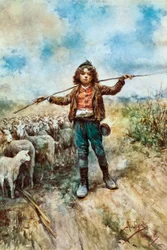 Retrato de pastor. Acuarela de Rafael Senet y Pérez (1856-1926)