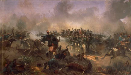 Tercera Guerra de la Independencia, el príncipe Umberto en la plaza de Villafranca, 24 de junio de 1866 por Raffaele Pontremoli
