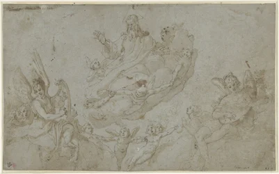 Dios Padre con ángeles músicos