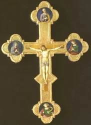 Cruz procesional con santos franciscanos (recto)