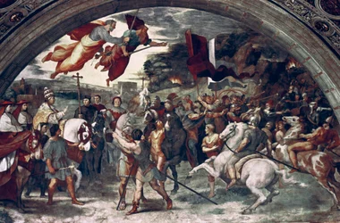 El papa León I rechazando a Atila, detalle, 1511-14
