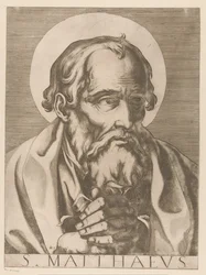 San Mateo S. Matthaeus (título sobre objeto) Cristo, María y los Doce Apóstoles (título de la serie) Il sacrato collegio apostolico (título de la serie)