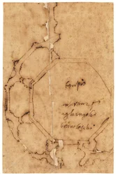 Planta de Santa Maria degli Angeli, Florencia (pluma y tinta marrón, sobre papel vegetal al óleo)