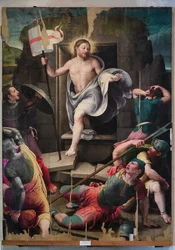Resurrección de Cristo, di Raffaellino del Colle (óleo sobre tabla)