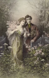 Pareja con flores