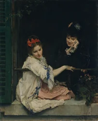 Niñas en una ventana