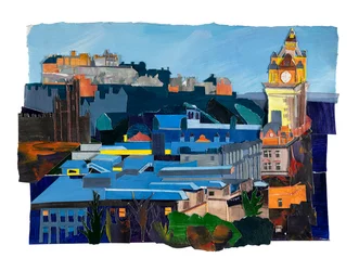 Edimburgo, 2021 (acrílico y collage sobre papel)