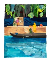 Kerala, 2025 (acrílico y collage sobre papel)