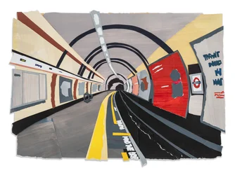 Mind the Gap, 2023 (acrílico y collage sobre papel)