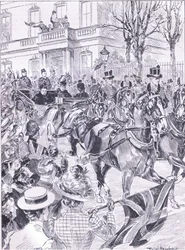 La última visita de la Reina a Londres marzo de 1900, ilustración de la Historia de Inglaterra de Cassell, 1900s