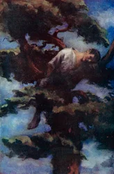 Ilustración para Robinson Crusoe de Daniel Defoe (litografía en color)