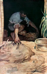 Ilustración para Robinson Crusoe de Daniel Defoe (litografía en color)