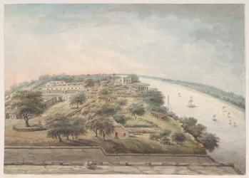 Vista de pájaro desde arriba del almacén de opio de Patna