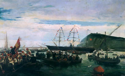 Voluntarios catalanes embarcando para la guerra en Cuba en 1870