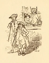 Espectadores observan mientras John Gilpin galopa, 1878, c1918