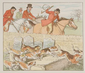 Ahora el párroco tenía una pareja para casar cuando los sabuesos aparecieron, de The Hey Diddle Diddle Picture Book, pub.1882