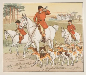 El cazador toca su cuerno, de The Hey Diddle Diddle Picture Book, pub.1882