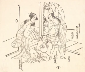 Escena de un Drama: Matsumoto Koshiro I y Dos Otros Actores